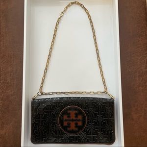 Tory Burch Original Reva Shoulder, crossbody or clutch bag black and brown